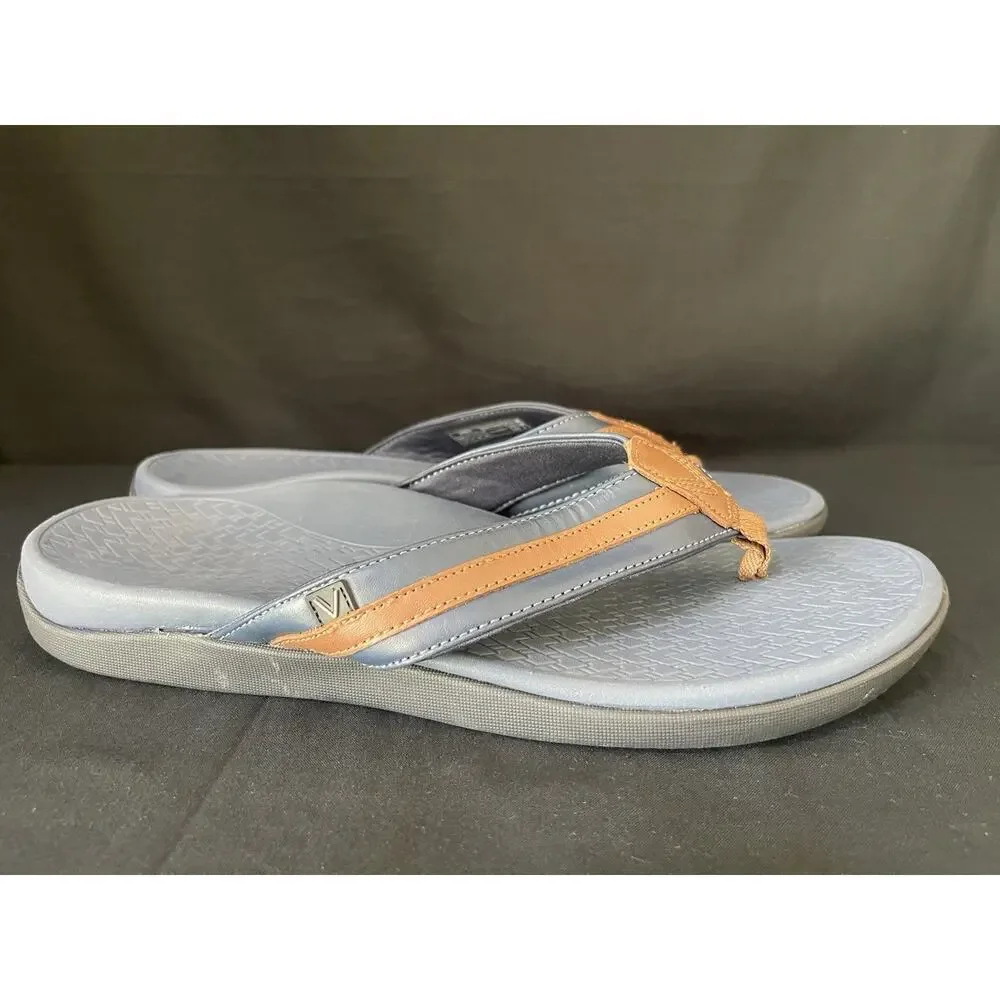 Vionic Tide II Navy/Brown Comfort Sandal Flip Flop Toe Post Men's US size 12